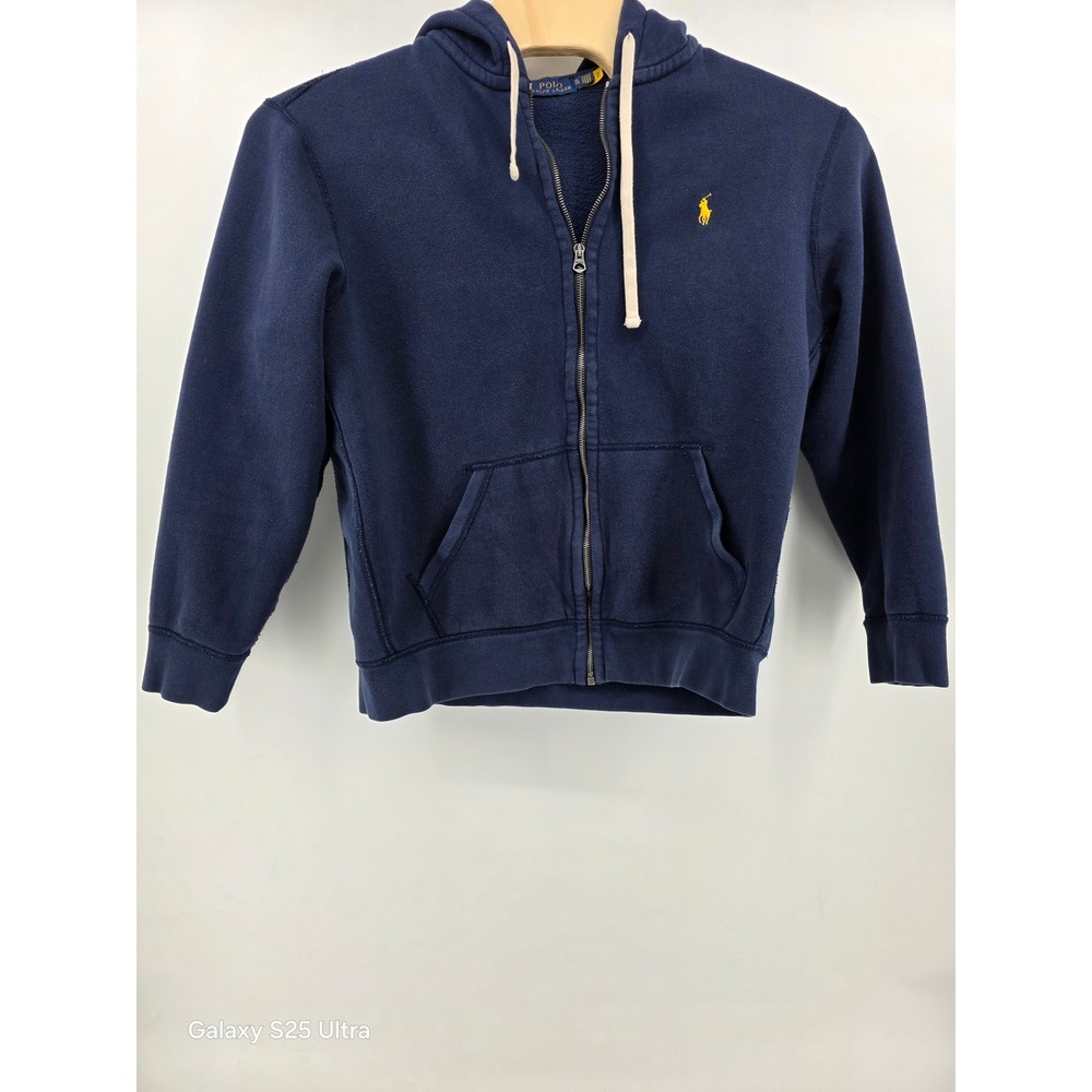 Polo Ralph Lauren Mens XL Full Zip Hoodie Navy Blue Thermal Hood Sweatshirt
